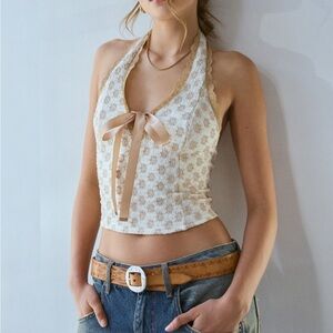 Urban outfitters Cream Lace Halter top